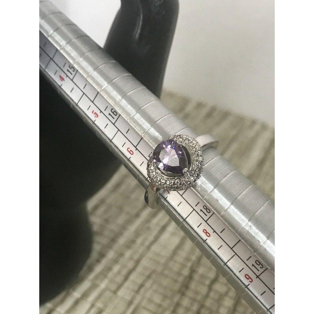 JS Lab Created Purple Stone Size 7‎ Rhodium Plated PRETTY
